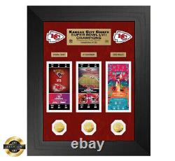 Kansas City Chiefs Highland Mint Trois Fois Super Bowl Pièce de Monnaie & Billet 18'' x 22''