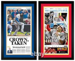 Kansas City Chiefs Royals Championship Newspaper Reprint Set Matted & Framed