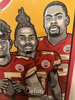 Kansas City Chiefs Signé Imprimer Jeux Éliminatoires 2019 60e Anniversaire Super Bowl Champs
