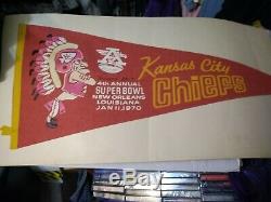 Kansas City Chiefs Super Bowl 1970 Pennant Vg 5 Piqûres A Marqué Belle Couleur Vtg
