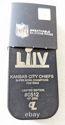 Kansas City Chiefs Super Bowl LIV Nib Anneau Numéroté Sz6 Groove Life Silicone