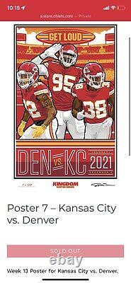 Kansas City Chiefs V Denver Broncos Poster Limited 500/500 Série Arrowhead 2021
