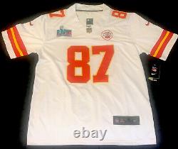 Kc Chefs #87 Travis Kelce White Jersey Hommes M T.n.-o. Super Bowl LVII 57 Patch