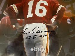 Len Dawson A Signé 16x20 Photo Rare Super Bowl Huddle Insc Kansas City Chiefs Psa
