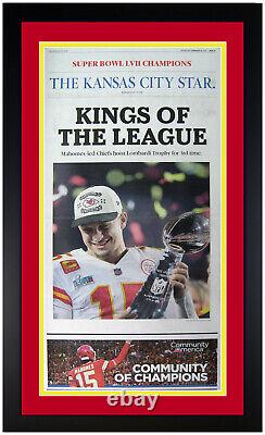 Les Chiefs de Kansas City, champions du SUPER BOWL 2023, encadré dans un journal original ! 15/02/23