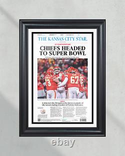 'Les Chiefs de Kansas City de 2023 se dirigent vers le Super Bowl - Champions de l'AFC - Une première page encadrée'