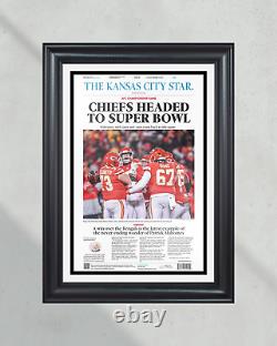 'Les Kansas City Chiefs de 2023 se dirigent vers le Super Bowl, champions de l'AFC - Première page encadrée'