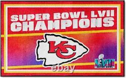 Les champions du Super Bowl LVII 2023 des Kansas City Chiefs, tapis en nylon ultra doux de 4x6 pieds.