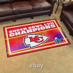 Les champions du Super Bowl LVII 2023 des Kansas City Chiefs, tapis en nylon ultra doux de 4x6 pieds.