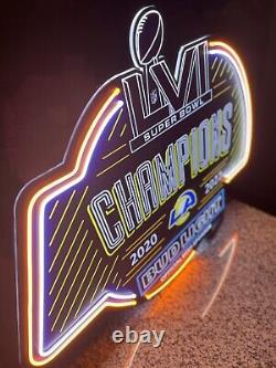 Los Angeles Rams 3 pieds x 2 pieds Champions, enseigne néon LED, Caverne de l'homme, Bar sportif