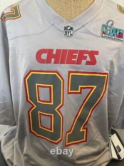 Maillot Nike Kansas City Chiefs Travis Kelce Super Bowl LVII gris pour homme, taille 3XL