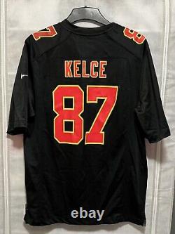 Maillot Nike NFL Travis Kelce 87 des Chiefs pour le Super Bowl LVIII en noir sur le terrain en taille large