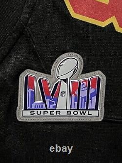 Maillot Nike NFL Travis Kelce 87 des Chiefs pour le Super Bowl LVIII en noir sur le terrain en taille large