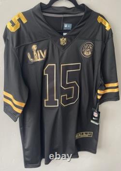 Maillot Noir Édition Dorée Super Bowl LIV de Patrick Mahomes #15