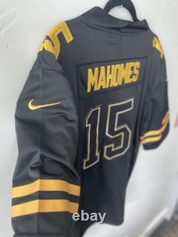 Maillot Noir Édition Dorée Super Bowl LIV de Patrick Mahomes #15