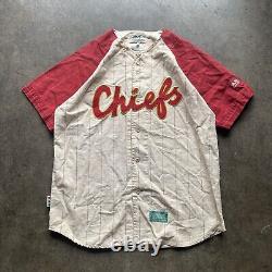 Maillot de baseball à rayures boutonné Mirage Kansas City Chiefs des années 90 en XL