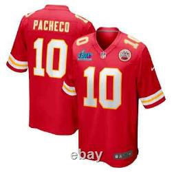 Maillot de jeu Isiah Pacheco Kansas City Chiefs Nike Super Bowl LVII Patch pour homme.