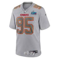 Maillot de mode Nike Super Bowl LVII pour homme des Kansas City Chiefs de Chris Jones, joueur de la NFL, n°95.