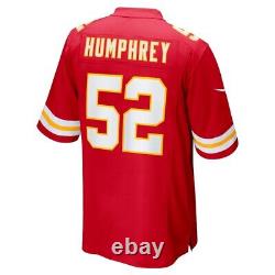 Maillot officiel rouge Nike de Creed Humphrey des Kansas City Chiefs pour le Super Bowl LVII.