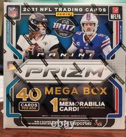 New Seeled 2021 Panini Prizm Football NFL Mega Box Walmart (40 Cartes Par Boîte)