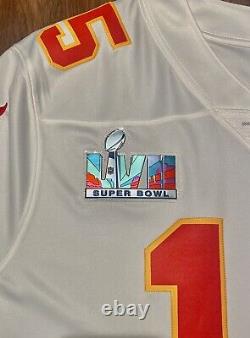 Nouveau maillot Patrick Mahomes Chiefs extérieur blanc Nike Vapor Limited Super Bowl 57 XL