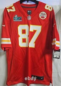 Nouveau maillot rouge imprimé Travis Kelce #87 Chiefs Super Bowl Nike NFL en taille Small