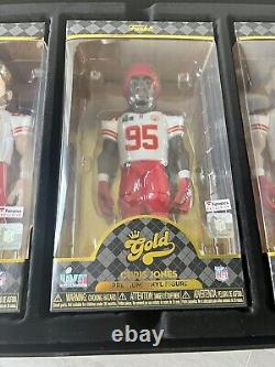 Pack exclusif de quatre figurines Funko pour les fans des Kansas City Chiefs, champions du Super Bowl LVII