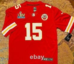 Patrick Mahomes #15 Kc Chefs Red Super Bowl 54 Jersey XL