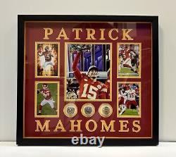 Patrick Mahomes 3 anneaux de Super Bowl Kansas City Chiefs collage encadré