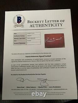 Patrick Mahomes Autographié Super Bowl 54 LIV Chefs Football Beckett Lettre Coa