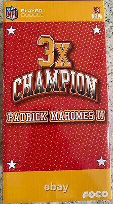 Patrick Mahomes KC Chiefs 3x Super Bowl LVIII Champions Bobblehead FOCO NIB /244