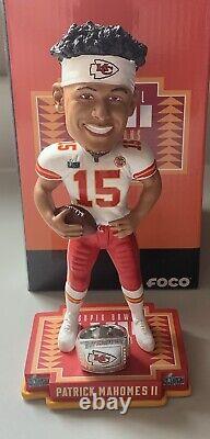 Patrick Mahomes, Kansas City Chiefs, champions du Super Bowl 2023, figurine Bobblehead avec boîte.
