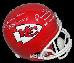 Patrick Mahomes & Len Dawson Signed Chiefs De Kansas City Super Bowl Mvp Casque Jsa