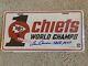 Plaque De License Kansas City Chiefs World Champs Signée Par Len Dawson Super Bowl Iv