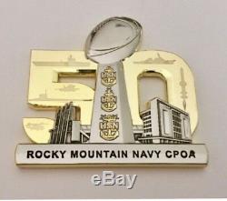 Super Bowl 50 Chef De La Marine Cpo Défi Coin NFL Broncos Manning Elway Non Nypd