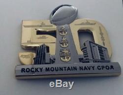 Super Bowl 50 Chef De La Marine Cpo Défi Coin NFL Broncos Manning Elway Non Nypd