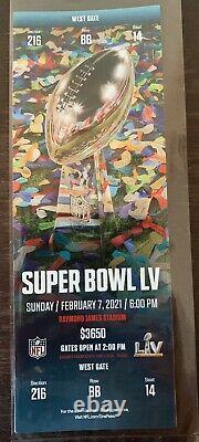 Super Bowl 55 LV Official NFL Ticket Stub. Tampa Bucs Vs Kansas City Chiefs