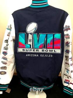 Super Bowl 57 Varsity Commemorative Cotton Patch Veste Toile Manches Taille 3xl