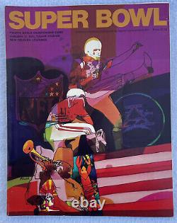 Super Bowl IV Programme 1970 Chefs Vs Vikings Clean Vintage Signé Par Lamar Hunt