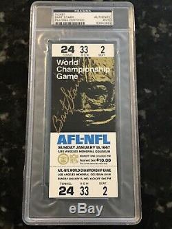 Super Bowl I Ticket Bart Starr Auto Autograph Mvp Packers V Chefs Psa / Adn Preuve