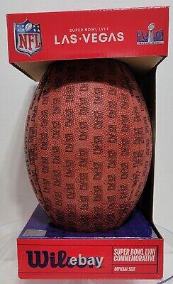 Super Bowl LVIII 58 Édition Limitée Kansas City Chiefs Wilson Football- 250 Fabriqué
