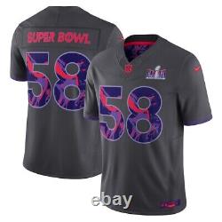 Super Bowl LVIII 58 Maillot Limité Nike Anthracite Kansas City Chiefs Taille Large NEUF