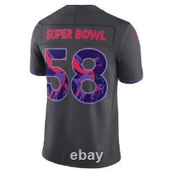 Super Bowl LVIII 58 Maillot Limité Nike Anthracite Kansas City Chiefs Taille Large NEUF