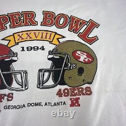 Super Bowl XXVIII Kansas City Chiefs 49ers Misprint 1994 Vintage Sz XL