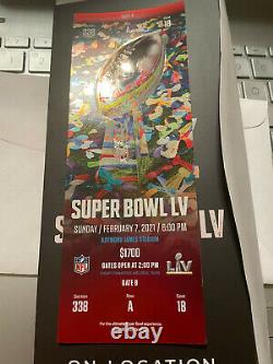 Tacket Stub Super Bowl LV 55 Kansas City Chiefs / Tampa Bay Buccaneers 2/7/2021
