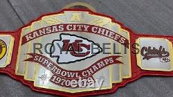 Titre du championnat du Super Bowl des Kansas City Chiefs Ceinture NFL taille adulte en laiton de 2 mm