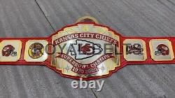 Titre du championnat du Super Bowl des Kansas City Chiefs Ceinture NFL taille adulte en laiton de 2 mm