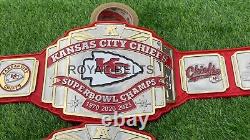 Titre du championnat du Super Bowl des Kansas City Chiefs Ceinture de championnat NFL Taille adulte en zinc de 4 mm