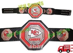 Titre en français: Ceinture en cuir avec le titre de champion du Super Bowl des Kansas City Chiefs, taille adulte 2mm