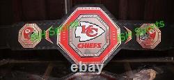 Titre en français: Ceinture en cuir avec le titre de champion du Super Bowl des Kansas City Chiefs, taille adulte 2mm